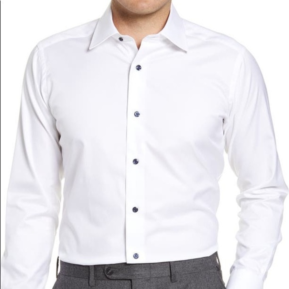 David Donahue‎ Slim Fit Solid Dress Shirt in White 15 32/33